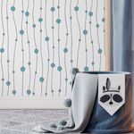 Papel de Parede Linhas e Bolinhas Azul