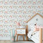 Papel de Parede Infantil Nuvens e Arco-íris Delicados