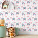 Papel de Parede Infantil Arco-íris Rosa Delicados