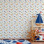 Papel de Parede Infantil Barcos, Aviões, Motos e Bicicletas
