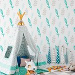 Papel de Parede Infantil Galhos e Ramos (Cinza e Verde)