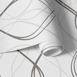 Papel de Parede Linhas Onduladas (Preto e Branco)