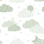 Papel de Parede Estrelas e Nuvens (Verde)