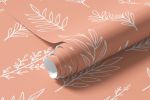 Papel de Parede com Galhos Delicados (Salmão)
