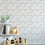 Papel de Parede Triângulos Cinza com Bege