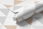 Papel de Parede Triângulos Cinza com Bege