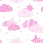 Papel de Parede Estrelas e Nuvens (Rosa)