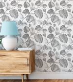 Papel de Parede Folhas Tropicais (Cinza)