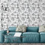 Papel de Parede Folhas Tropicais (Cinza)