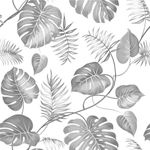 Papel de Parede Folhas Tropicais (Cinza)