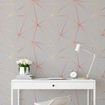 Papel de Parede Cinza com Listras Metálicas