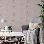 Papel de Parede Linhas Geométricas Rosê