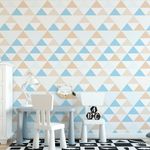 Papel de Parede Triângulos Azul com Bege