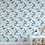 Papel de Parede Infantil com Baleias Azuis