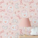 Papel de Parede Infantil Itens Rosas de Bebê