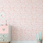 Papel de Parede Infantil Itens Rosas de Bebê