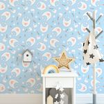 Papel de Parede Infantil Itens Azuis de Bebê