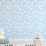 Papel de Parede Infantil Itens Azuis de Bebê