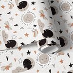 Papel de Parede Infantil Nuvens e Lua (Preto)