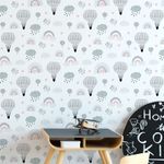 Papel de Parede Infantil Arco-íris Nuvens e Balões