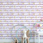 Papel de Parede Borboletas Douradas com Fundo Lilás