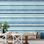 Papel de Parede Tons de Azul com Listras Assimétricas