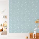 Papel de Parede Cortina de Bolinhas (Azul)
