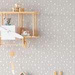 Papel de Parede Cortina de Bolinhas (Cinza)