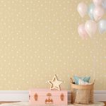 Papel de Parede Cortina de Bolinhas (Amarelo Claro)