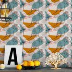 Papel de Parede Flores com Formas Abstratas Coloridas