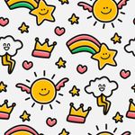Papel de Parede Desenho Infantil Nuvens Sol e Estrelas