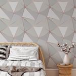 Papel de Parede Geométrico Rose Silver Tons de Cinza