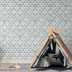 Papel de Parede Triângulos Azul Seco