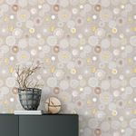 Papel de Parede Círculos Brancos e Dourados