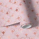 Papel de Parede Rosa Metalizado Arabesco