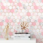 Papel de Parede Hexágonos em Tons de Rosa