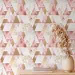 Papel de Parede Triângulos Rose Gold e Dourado