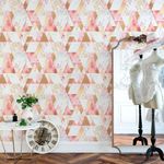 Papel de Parede Triângulos Rose Gold e Dourado