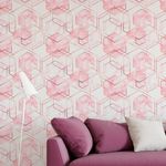 Papel de Parede Hexágonos Rosa Metálico e Mármore
