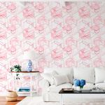 Papel de Parede Hexágonos Rosa Metálico e Mármore