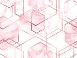 Papel de Parede Hexágonos Rosa Metálico e Mármore
