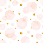 Papel de Parede Círculos Rosa Claro com Dourado