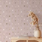Papel de Parede Rose Dourado com Triângulos Dourados