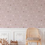 Papel de Parede Rose Dourado com Triângulos Dourados