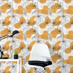 Papel De Parede Costela de Adão Abstrata Mostarda