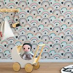 Papel de Parede Infantil Arco Iris Com Corações