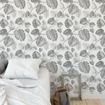 Papel de Parede Folhas Tropicais Preto e Branco