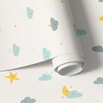 Papel de Parede Infantil Lua e Nuvens