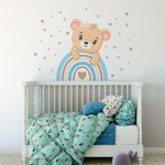 Adesivo de Parede Infantil Ursinho Arco Iris Azul