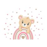 Adesivo de Parede Infantil Ursinho Arco Iris Rosa